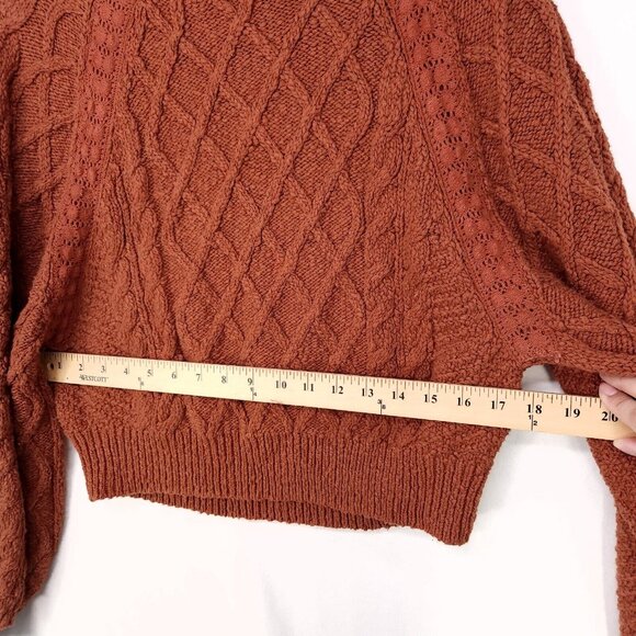 FREE PEOPLE Cozy Cable Knit Sweater - Rust - Picture 12 of 14